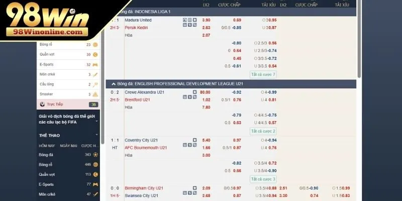 Các trận đấu trực tuyến được truyền với chất lượng sắc nét